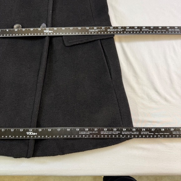 Talbots Black Double Breasted Wool Blend Coat Stand Collar Quilted Lining Size M - Picture 16 of 16